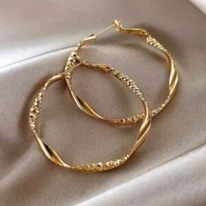 Twisted Gold Hoop Earrings